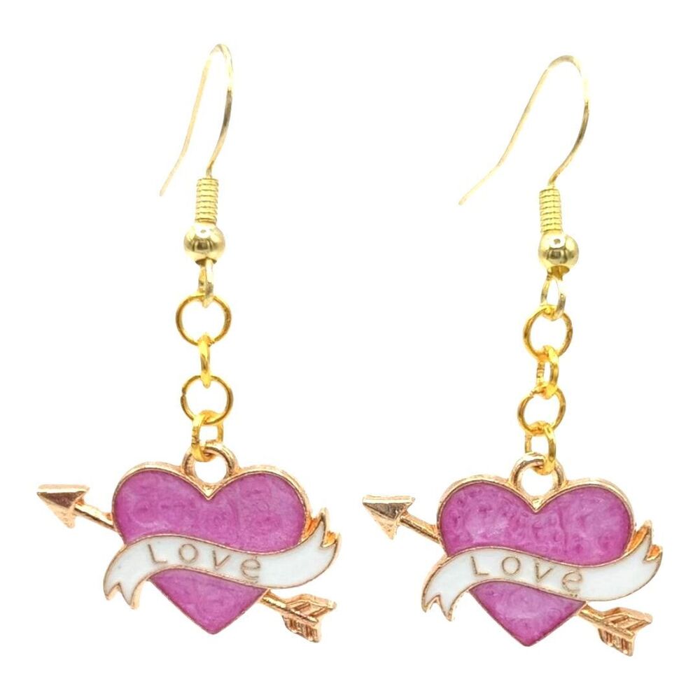 Heart Love Earrings Fashion Jewelry Dangle arrow heart ribbon Valentines y2k